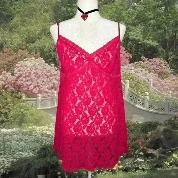 Y2k 90s Barbie Pink Lace Morgan Taylor Slip Size XL - Picture 1 of 7
